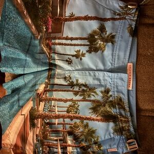 Orlebar Brown Light Blue Palm-Print Swim Shorts